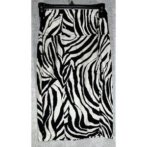 NWT Twenty One Animal Print Black & White Zebra Midi Skirt Size XS Twill Zipper